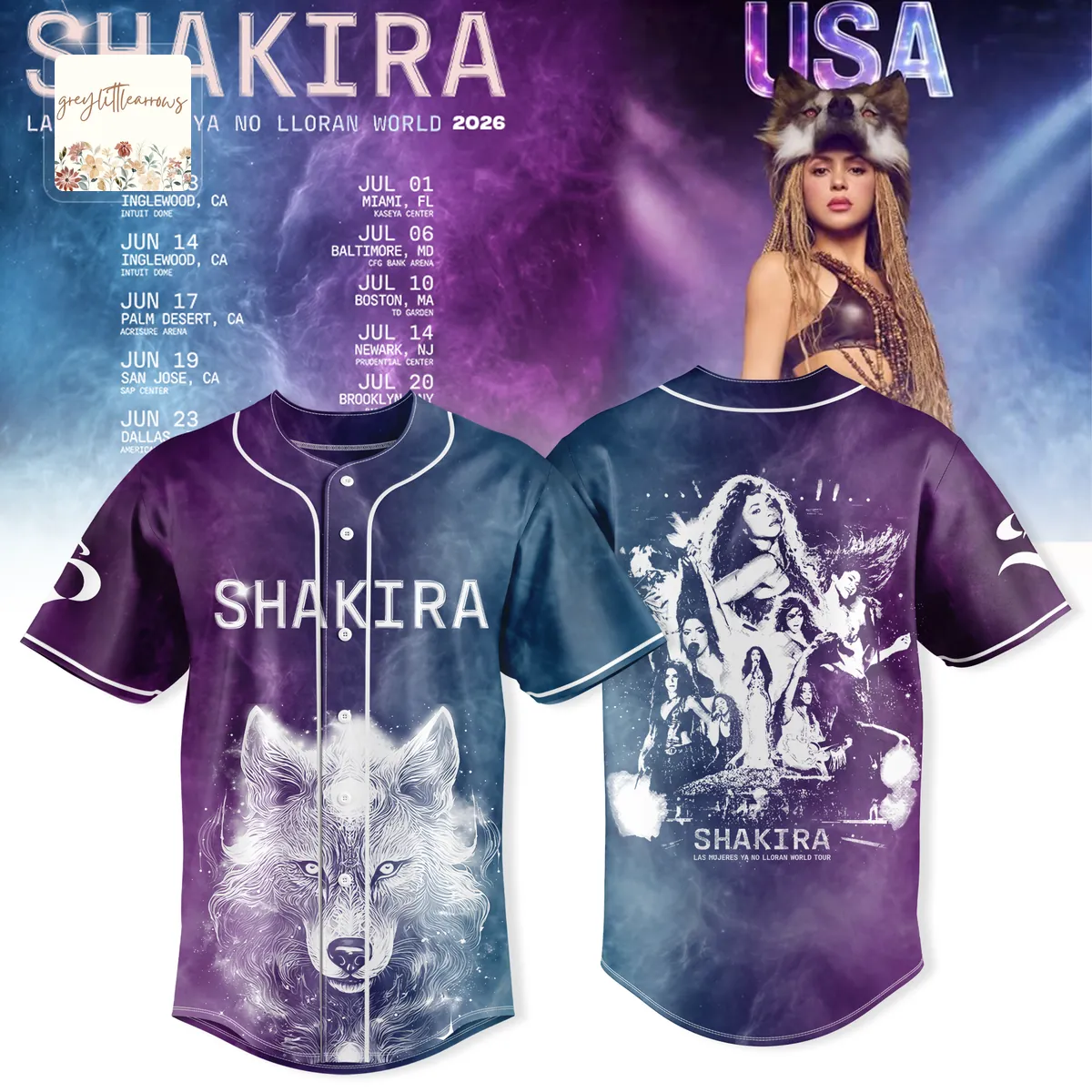 Shakira Las Mujeres Ya No Lloran She Wolf 2026 Baseball Jersey Shakira Las Mujeres Ya No Lloran She Wolf 2026 Baseball Jersey