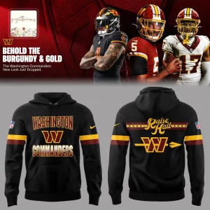 Washington Commanders Hail Raiser Black Burgundy Gold Fan Hoodie