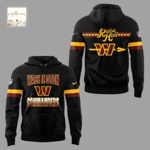 Washington Commanders Hail Raiser Black Burgundy Gold Fan Hoodie
